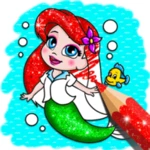 mermaid coloring for kids android application logo